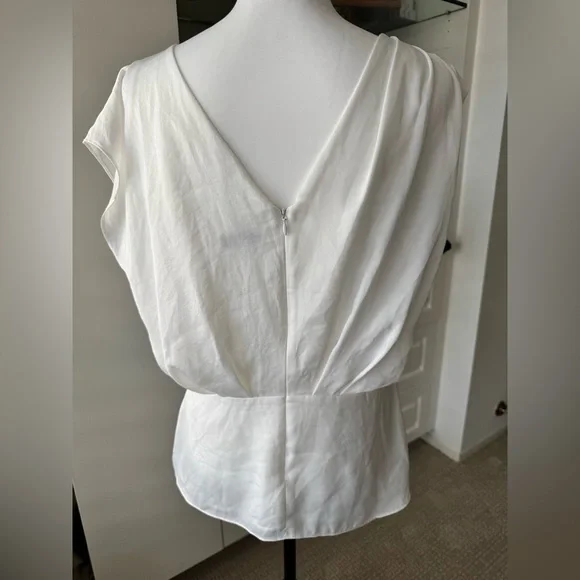 REISS Draped White Sleeveless Peplum Blouse – Size 10 - Picture 2 of 4